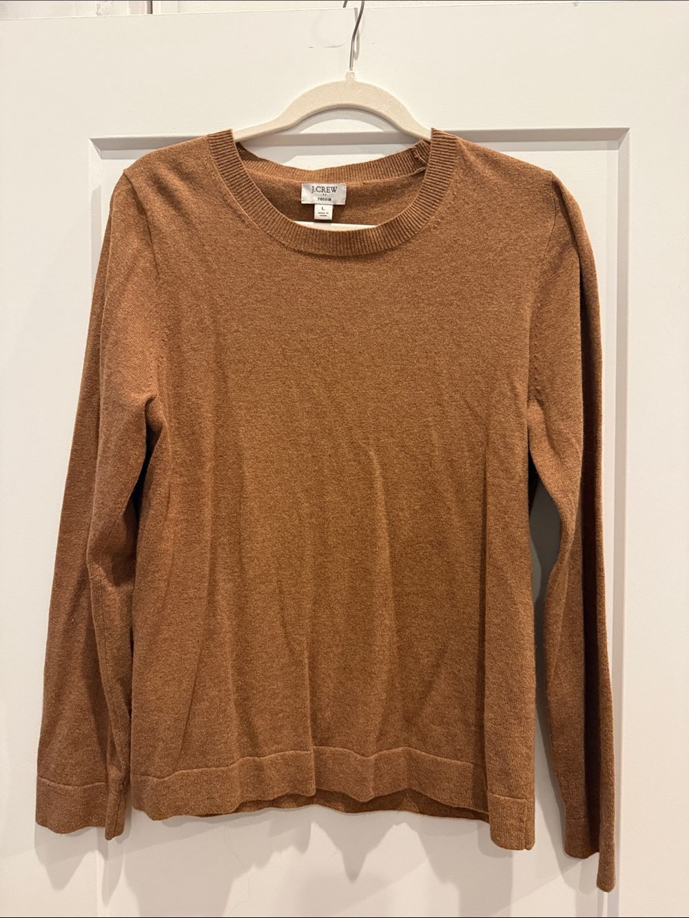 J. Crew Teddie Crewneck Sweater in Camel